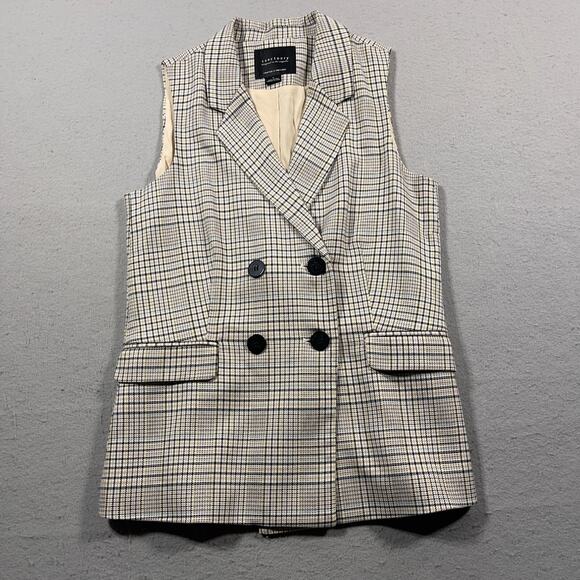 Sanctuary Blazer Vest Small Lonny Sleeveless Modern Plaid Preppy Career Academia - Picture 1 of 8